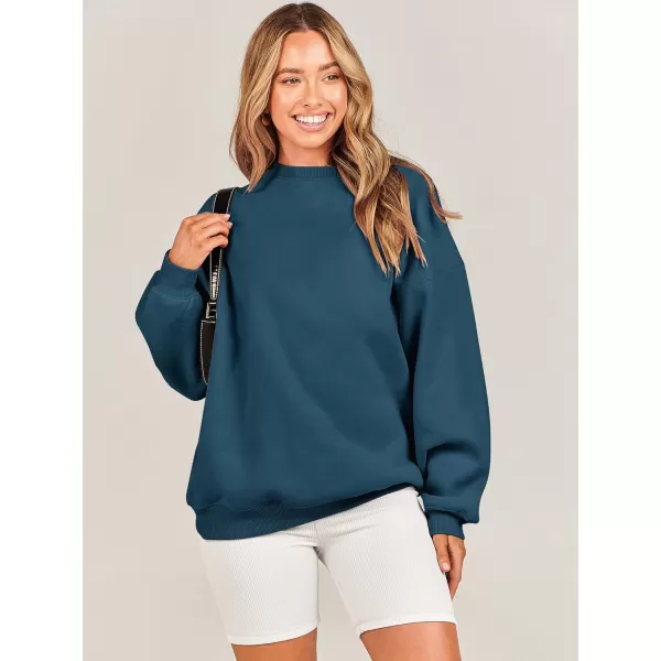 Caracilia Womens Oversized Sweatshirt Crewneck Loose fit Long Sleeve Fleece Pullover 2023 Fall Casual Clothes Hoodie Top