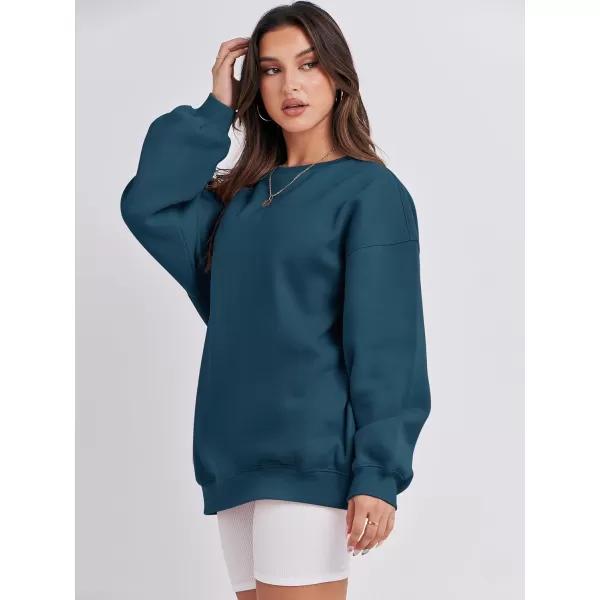 Caracilia Womens Oversized Sweatshirt Crewneck Loose fit Long Sleeve Fleece Pullover 2023 Fall Casual Clothes Hoodie Top