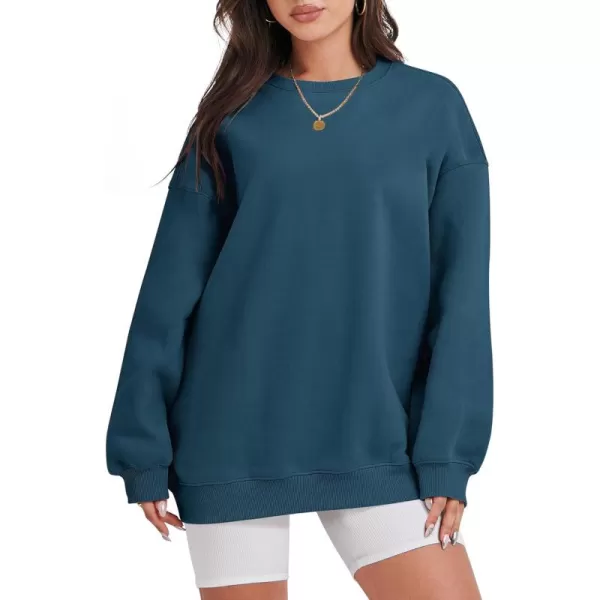 Caracilia Womens Oversized Sweatshirt Crewneck Loose fit Long Sleeve Fleece Pullover 2023 Fall Casual Clothes Hoodie Top