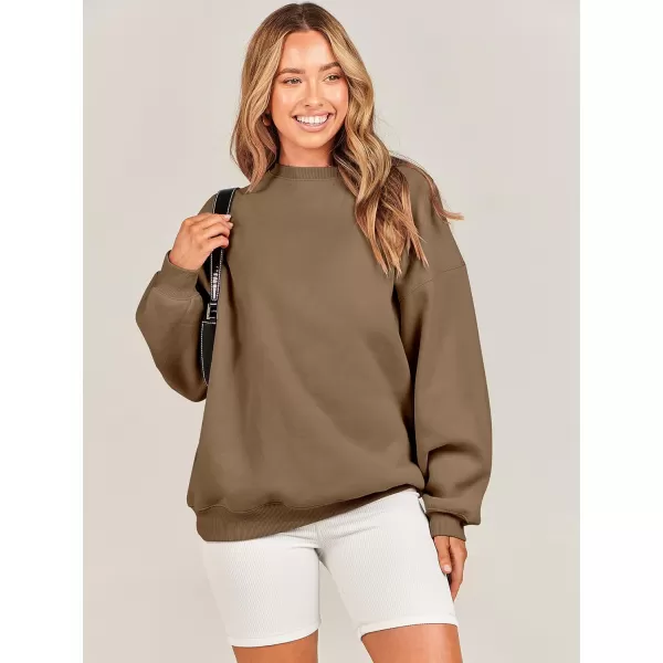 Caracilia Womens Oversized Sweatshirt Crewneck Loose fit Long Sleeve Fleece Pullover 2023 Fall Casual Clothes Hoodie Top