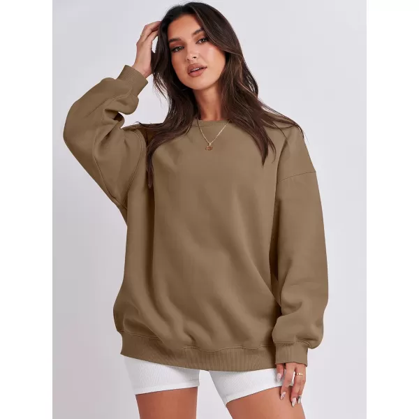 Caracilia Womens Oversized Sweatshirt Crewneck Loose fit Long Sleeve Fleece Pullover 2023 Fall Casual Clothes Hoodie Top