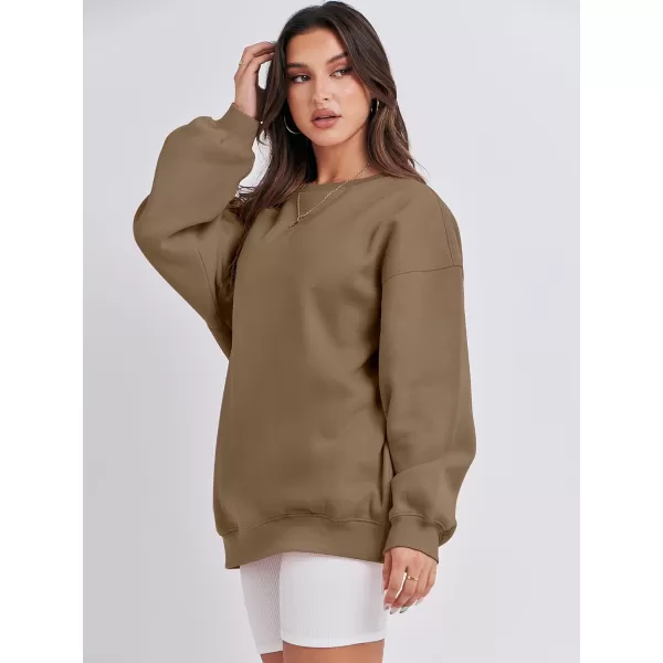 Caracilia Womens Oversized Sweatshirt Crewneck Loose fit Long Sleeve Fleece Pullover 2023 Fall Casual Clothes Hoodie Top