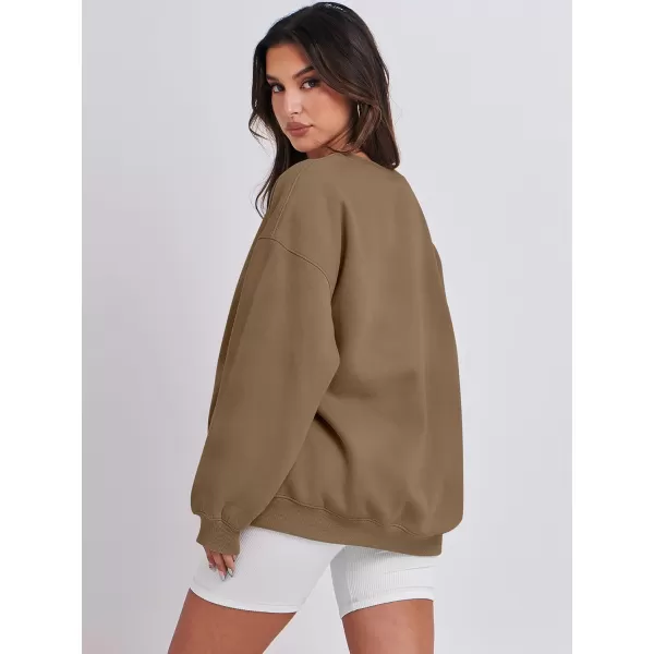 Caracilia Womens Oversized Sweatshirt Crewneck Loose fit Long Sleeve Fleece Pullover 2023 Fall Casual Clothes Hoodie Top