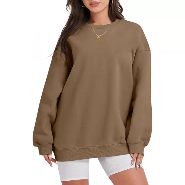 Caracilia Womens Oversized Sweatshirt Crewneck Loose fit Long Sleeve Fleece Pullover 2023 Fall Casual Clothes Hoodie Top