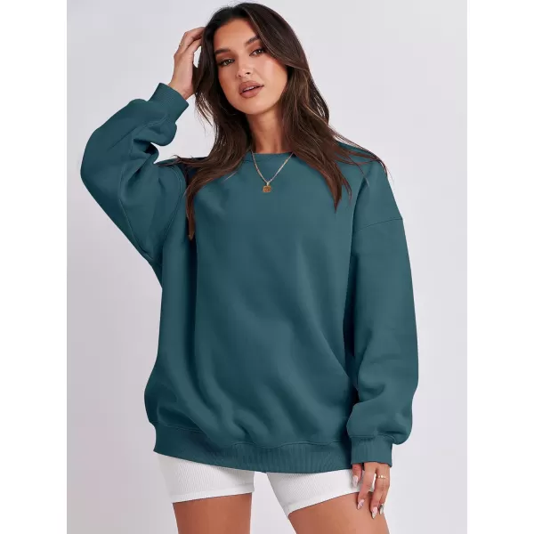 Caracilia Womens Oversized Sweatshirt Crewneck Loose fit Long Sleeve Fleece Pullover 2023 Fall Casual Clothes Hoodie Top