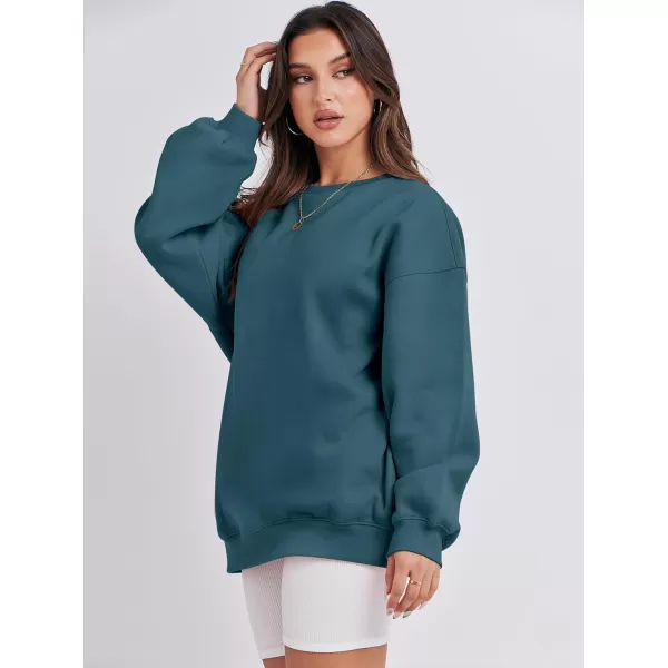 Caracilia Womens Oversized Sweatshirt Crewneck Loose fit Long Sleeve Fleece Pullover 2023 Fall Casual Clothes Hoodie Top