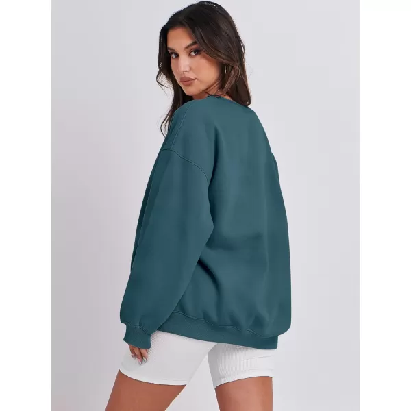 Caracilia Womens Oversized Sweatshirt Crewneck Loose fit Long Sleeve Fleece Pullover 2023 Fall Casual Clothes Hoodie Top