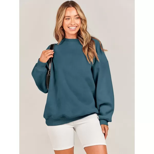Caracilia Womens Oversized Sweatshirt Crewneck Loose fit Long Sleeve Fleece Pullover 2023 Fall Casual Clothes Hoodie Top
