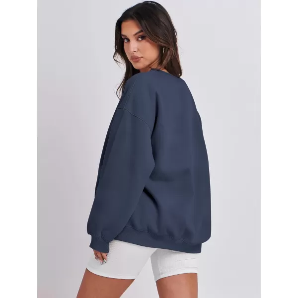 Caracilia Womens Oversized Sweatshirt Crewneck Loose fit Long Sleeve Fleece Pullover 2023 Fall Casual Clothes Hoodie Top