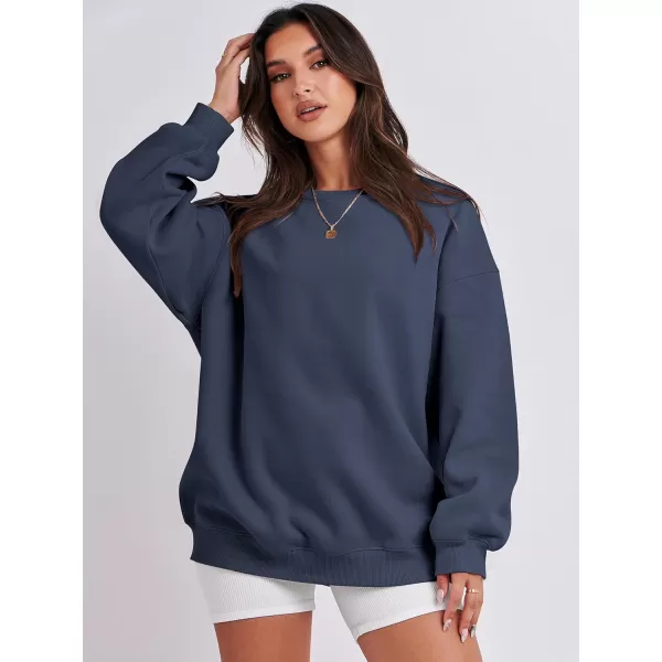 Caracilia Womens Oversized Sweatshirt Crewneck Loose fit Long Sleeve Fleece Pullover 2023 Fall Casual Clothes Hoodie Top
