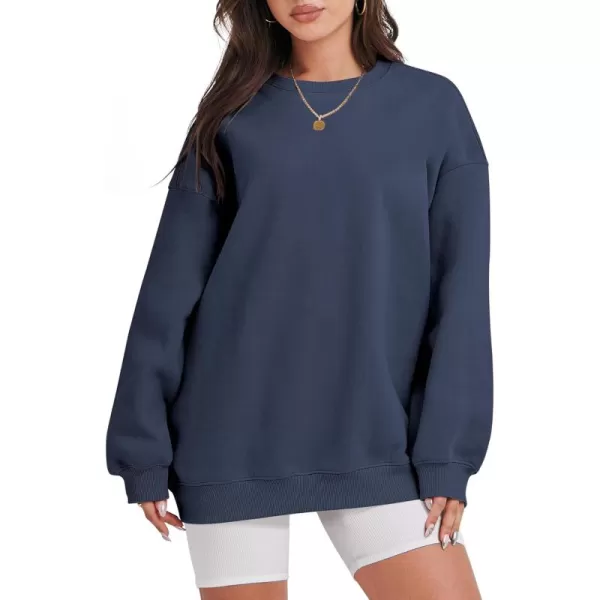 Caracilia Womens Oversized Sweatshirt Crewneck Loose fit Long Sleeve Fleece Pullover 2023 Fall Casual Clothes Hoodie Top