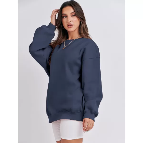 Caracilia Womens Oversized Sweatshirt Crewneck Loose fit Long Sleeve Fleece Pullover 2023 Fall Casual Clothes Hoodie Top