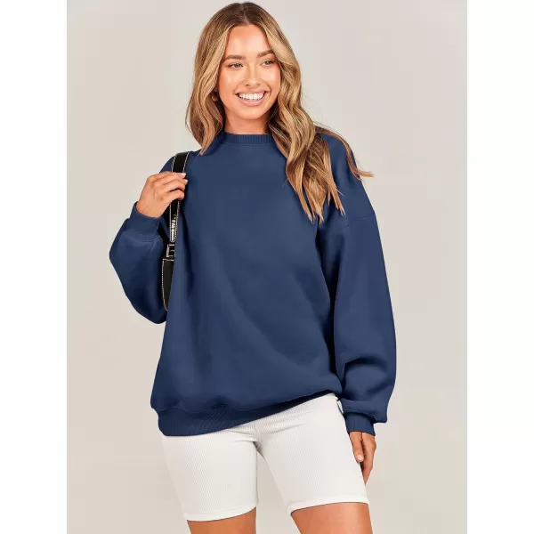 Caracilia Womens Oversized Sweatshirt Crewneck Loose fit Long Sleeve Fleece Pullover 2023 Fall Casual Clothes Hoodie Top