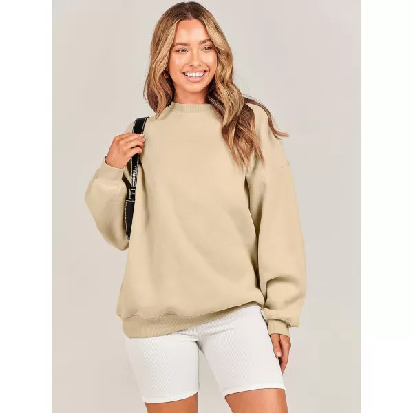 Caracilia Womens Oversized Sweatshirt Crewneck Loose fit Long Sleeve Fleece Pullover 2023 Fall Casual Clothes Hoodie Top