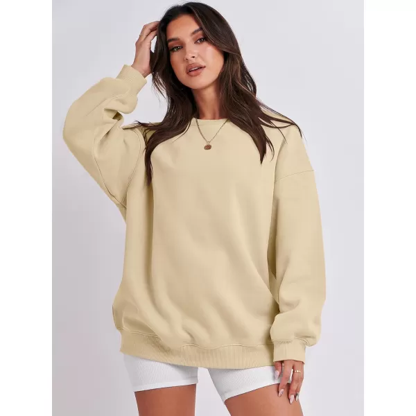 Caracilia Womens Oversized Sweatshirt Crewneck Loose fit Long Sleeve Fleece Pullover 2023 Fall Casual Clothes Hoodie Top
