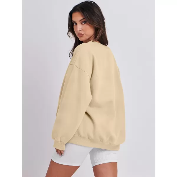 Caracilia Womens Oversized Sweatshirt Crewneck Loose fit Long Sleeve Fleece Pullover 2023 Fall Casual Clothes Hoodie Top