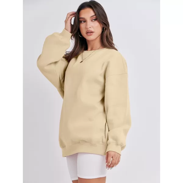 Caracilia Womens Oversized Sweatshirt Crewneck Loose fit Long Sleeve Fleece Pullover 2023 Fall Casual Clothes Hoodie Top