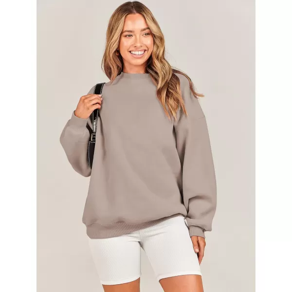 Caracilia Womens Oversized Sweatshirt Crewneck Loose fit Long Sleeve Fleece Pullover 2023 Fall Casual Clothes Hoodie Top