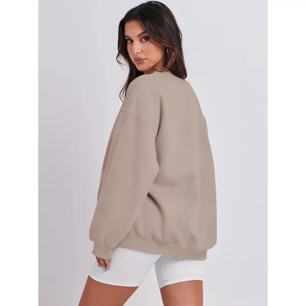 Caracilia Womens Oversized Sweatshirt Crewneck Loose fit Long Sleeve Fleece Pullover 2023 Fall Casual Clothes Hoodie Top