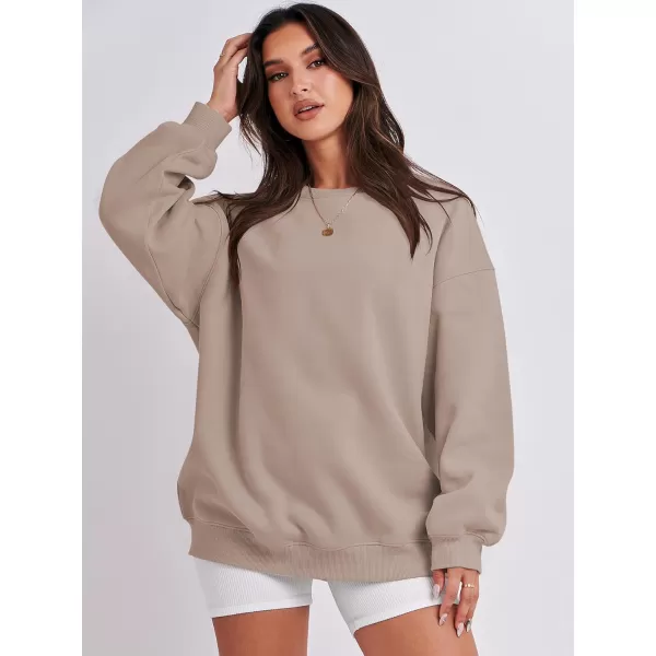 Caracilia Womens Oversized Sweatshirt Crewneck Loose fit Long Sleeve Fleece Pullover 2023 Fall Casual Clothes Hoodie Top