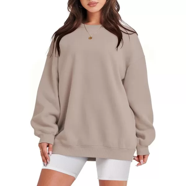 Caracilia Womens Oversized Sweatshirt Crewneck Loose fit Long Sleeve Fleece Pullover 2023 Fall Casual Clothes Hoodie Top