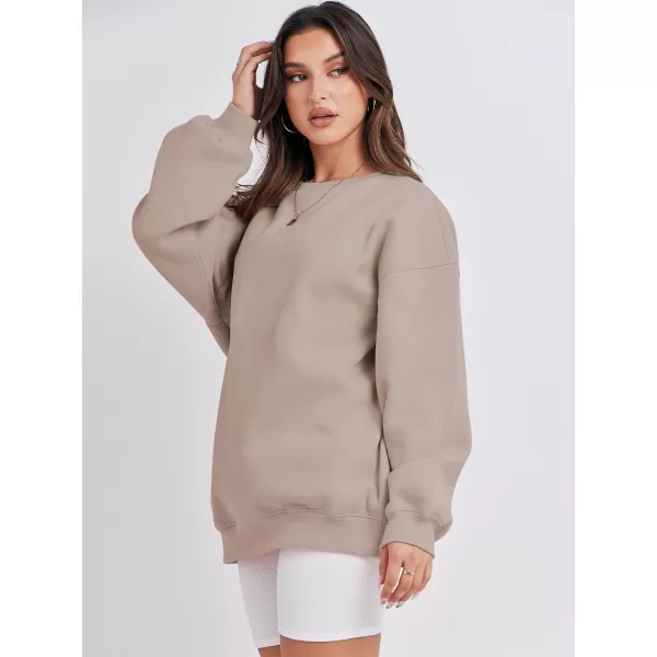 Caracilia Womens Oversized Sweatshirt Crewneck Loose fit Long Sleeve Fleece Pullover 2023 Fall Casual Clothes Hoodie Top
