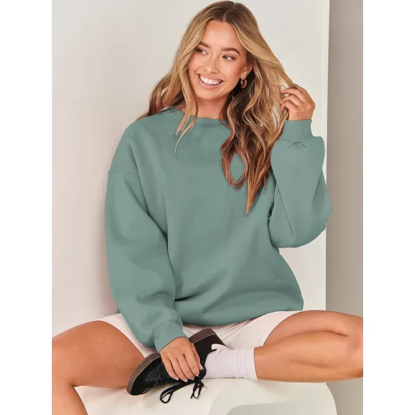 Caracilia Womens Oversized Sweatshirt Crewneck Loose fit Long Sleeve Fleece Pullover 2023 Fall Casual Clothes Hoodie Top