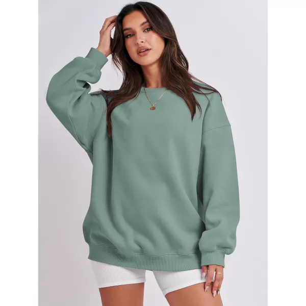 Caracilia Womens Oversized Sweatshirt Crewneck Loose fit Long Sleeve Fleece Pullover 2023 Fall Casual Clothes Hoodie Top