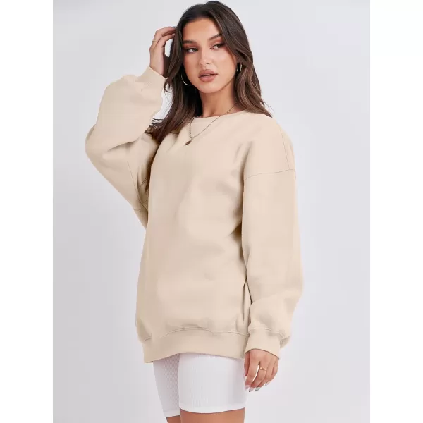 Caracilia Womens Oversized Sweatshirt Crewneck Loose fit Long Sleeve Fleece Pullover 2023 Fall Casual Clothes Hoodie Top