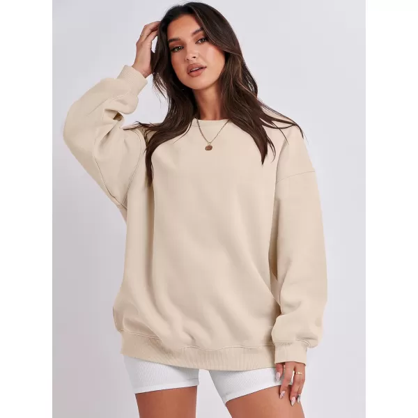 Caracilia Womens Oversized Sweatshirt Crewneck Loose fit Long Sleeve Fleece Pullover 2023 Fall Casual Clothes Hoodie Top