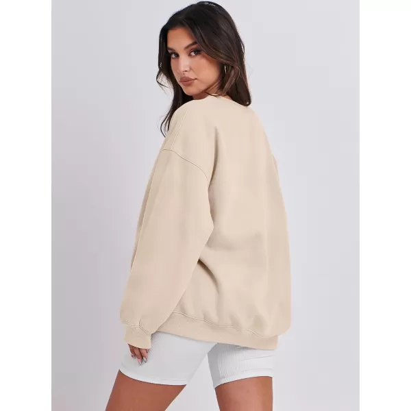 Caracilia Womens Oversized Sweatshirt Crewneck Loose fit Long Sleeve Fleece Pullover 2023 Fall Casual Clothes Hoodie Top