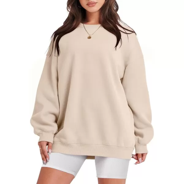 Caracilia Womens Oversized Sweatshirt Crewneck Loose fit Long Sleeve Fleece Pullover 2023 Fall Casual Clothes Hoodie Top