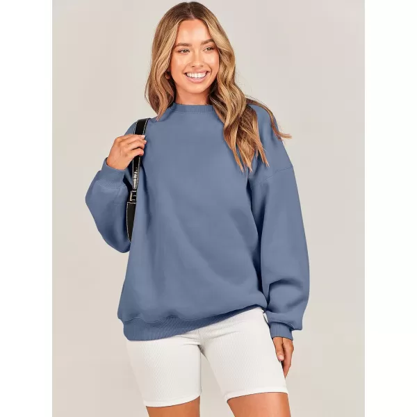 Caracilia Womens Oversized Sweatshirt Crewneck Loose fit Long Sleeve Fleece Pullover 2023 Fall Casual Clothes Hoodie Top
