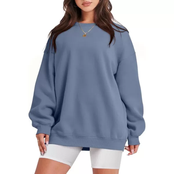 Caracilia Womens Oversized Sweatshirt Crewneck Loose fit Long Sleeve Fleece Pullover 2023 Fall Casual Clothes Hoodie Top