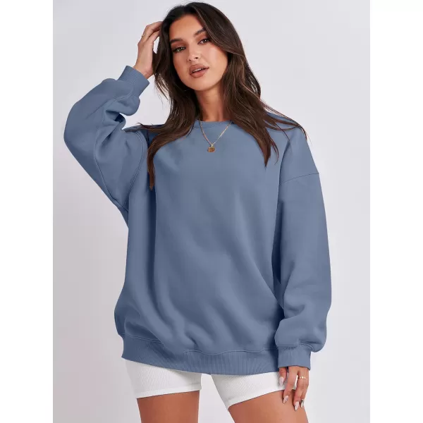 Caracilia Womens Oversized Sweatshirt Crewneck Loose fit Long Sleeve Fleece Pullover 2023 Fall Casual Clothes Hoodie Top