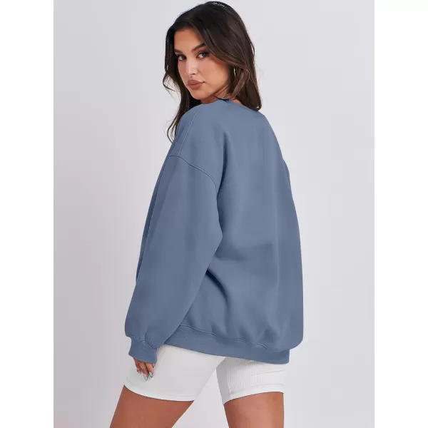Caracilia Womens Oversized Sweatshirt Crewneck Loose fit Long Sleeve Fleece Pullover 2023 Fall Casual Clothes Hoodie Top