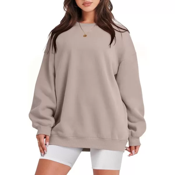Caracilia Womens Oversized Sweatshirt Crewneck Loose fit Long Sleeve Fleece Pullover 2023 Fall Casual Clothes Hoodie Top