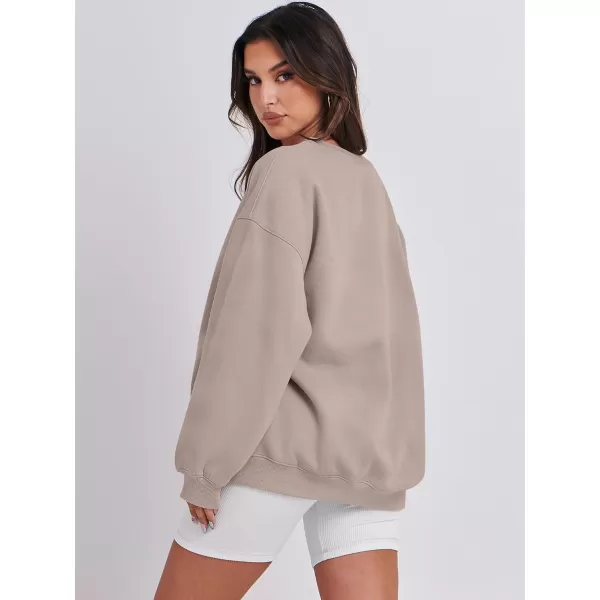 Caracilia Womens Oversized Sweatshirt Crewneck Loose fit Long Sleeve Fleece Pullover 2023 Fall Casual Clothes Hoodie Top