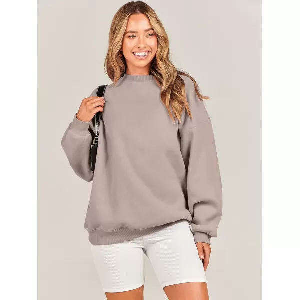 Caracilia Womens Oversized Sweatshirt Crewneck Loose fit Long Sleeve Fleece Pullover 2023 Fall Casual Clothes Hoodie Top