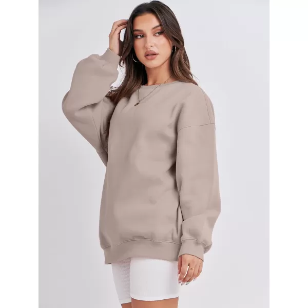 Caracilia Womens Oversized Sweatshirt Crewneck Loose fit Long Sleeve Fleece Pullover 2023 Fall Casual Clothes Hoodie Top