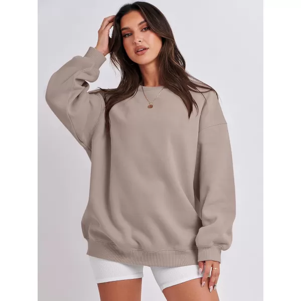 Caracilia Womens Oversized Sweatshirt Crewneck Loose fit Long Sleeve Fleece Pullover 2023 Fall Casual Clothes Hoodie Top