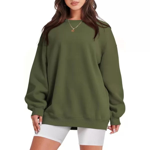 Caracilia Womens Oversized Sweatshirt Crewneck Loose fit Long Sleeve Fleece Pullover 2023 Fall Casual Clothes Hoodie Top