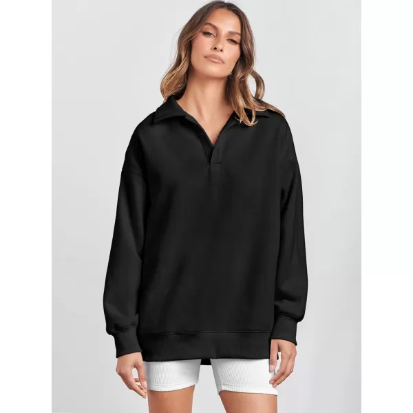 Caracilia Women's Oversized Sweatshirt Long Sleeve Buttons Down Pullover Hoodie Fashion Trendy Outfits Fall Cute Clothes Tops