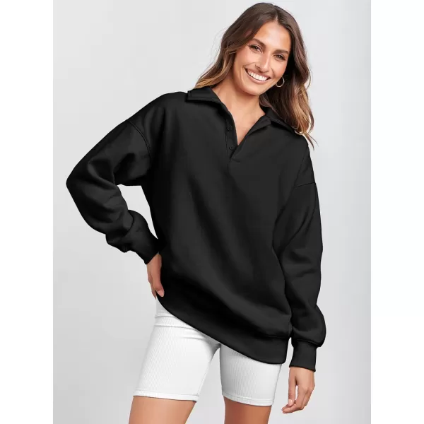 Caracilia Women's Oversized Sweatshirt Long Sleeve Buttons Down Pullover Hoodie Fashion Trendy Outfits Fall Cute Clothes Tops