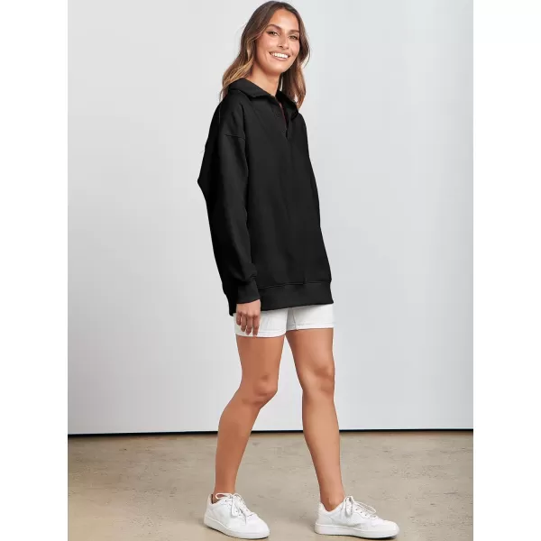 Caracilia Women's Oversized Sweatshirt Long Sleeve Buttons Down Pullover Hoodie Fashion Trendy Outfits Fall Cute Clothes Tops