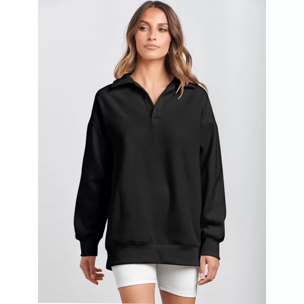Caracilia Women's Oversized Sweatshirt Long Sleeve Buttons Down Pullover Hoodie Fashion Trendy Outfits Fall Cute Clothes Tops