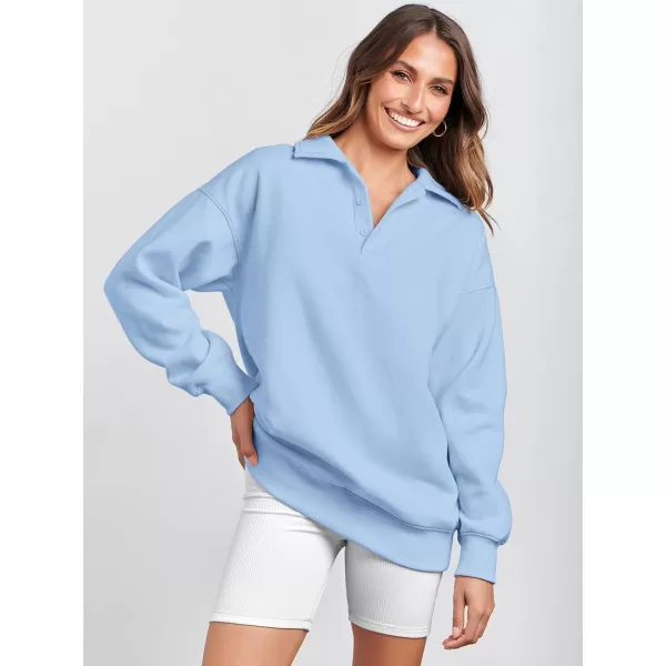 Caracilia Women's Oversized Sweatshirt Long Sleeve Buttons Down Pullover Hoodie Fashion Trendy Outfits Fall Cute Clothes Tops