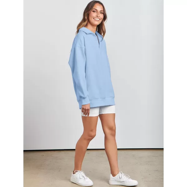 Caracilia Women's Oversized Sweatshirt Long Sleeve Buttons Down Pullover Hoodie Fashion Trendy Outfits Fall Cute Clothes Tops