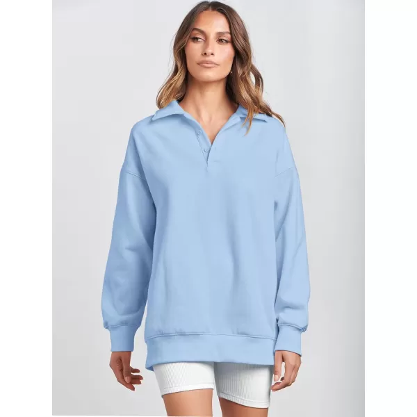 Caracilia Women's Oversized Sweatshirt Long Sleeve Buttons Down Pullover Hoodie Fashion Trendy Outfits Fall Cute Clothes Tops