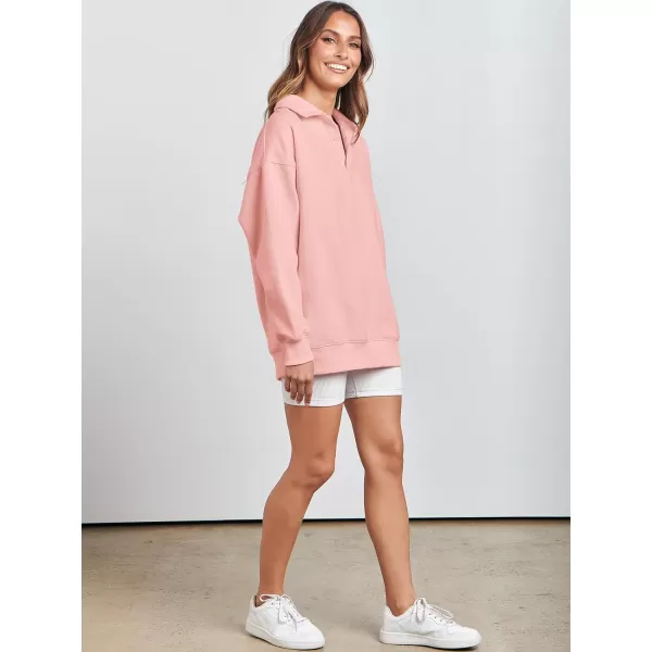 Caracilia Women's Oversized Sweatshirt Long Sleeve Buttons Down Pullover Hoodie Fashion Trendy Outfits Fall Cute Clothes Tops